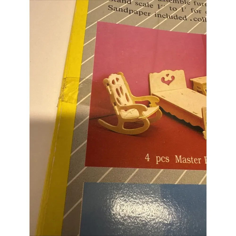 Lot Of 2 Wooden Mini Furniture Set Fun Easy To Assemble For Dollhouses Vtg 1988